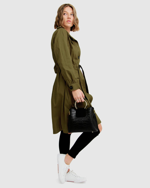 belle & bloom Carlisle Trench Coat Green XS 3