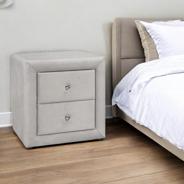 Hivvago 21" Two Drawer Nightstand Light Gray 2