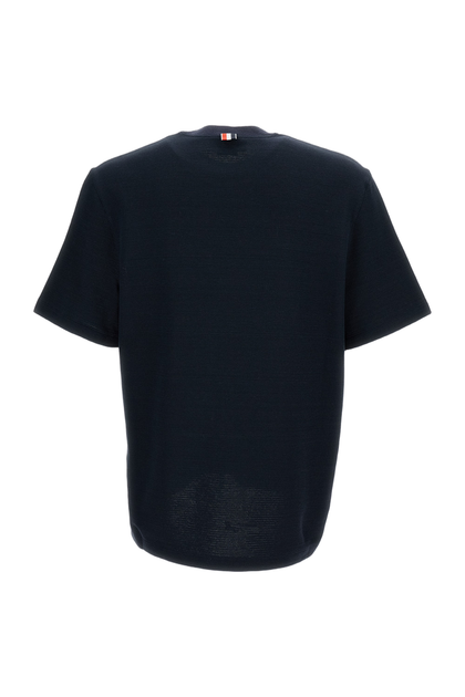 Thom Browne Crew Neck T-Shirt with Embroidered Pocket Blue Medium 3
