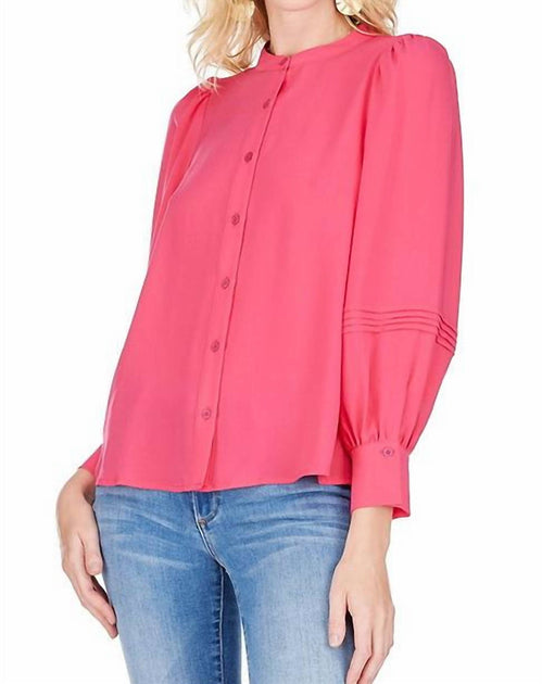 Jade Sleeve Pleated Blouse Pink Small 2