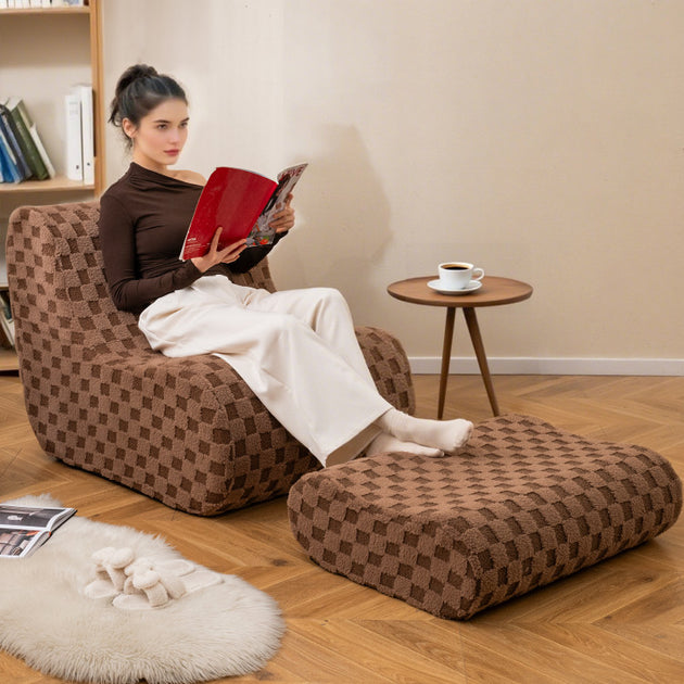 Hivvago Bean Bag Chair with Ottoman Green 3