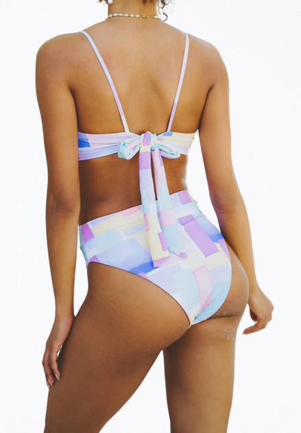 SOAH Dove Retro Ribbed High-Leg Bikini Bottom Multi XSmall 3