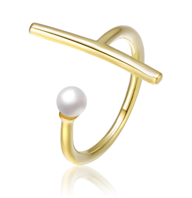 Rachel Glauber Pearl Open Ring Silver US 8 2