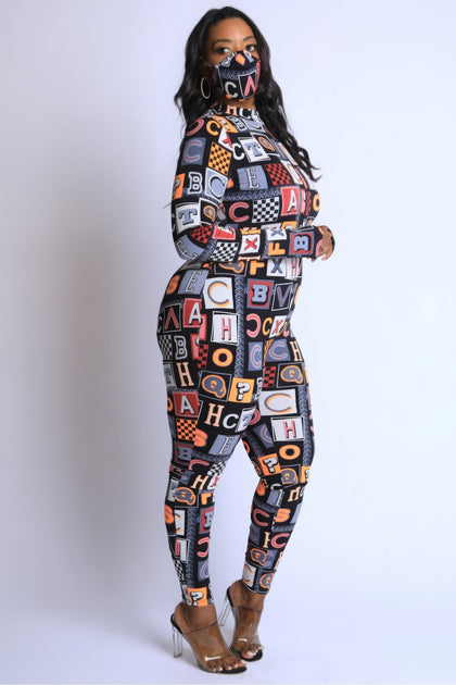 TRUEDAMES Alphabetically Neon Jumpsuit Red 2X 3