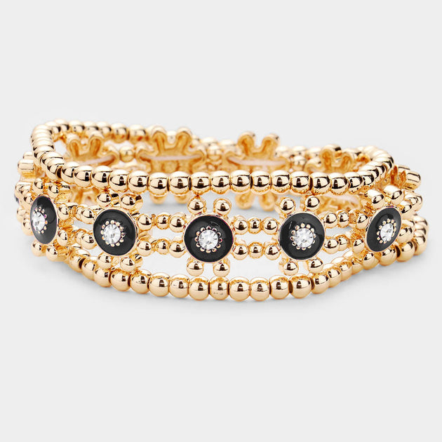 FASHNZFAB Stretch Layered Bracelets Red One Size 2