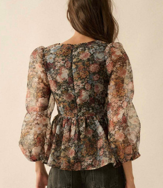 Promesa Organza Peplum Top Black Small 4