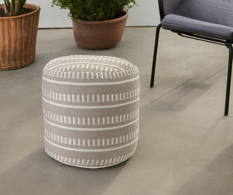 Hivvago 20 inch Brown Polyester Round Pouf Ottoman 3