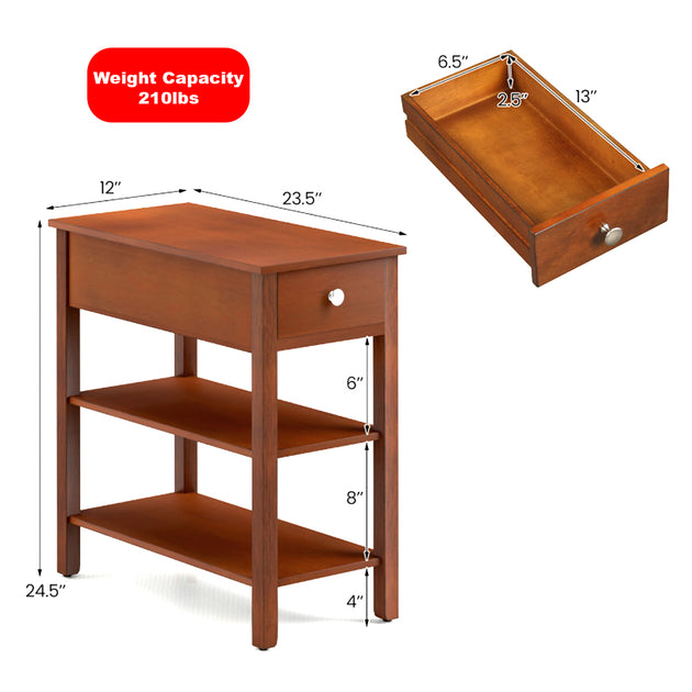 Hivvago 3-Layer Slim Side Table Brown 4