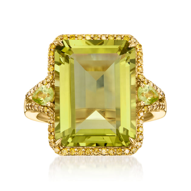 Ross-Simons Lemon Quartz Ring Green Yellow Gold US 8 2