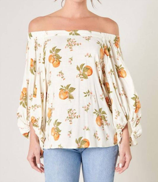 SUGARLIPS Blossom Off The Shoulder Top Beige Small 4