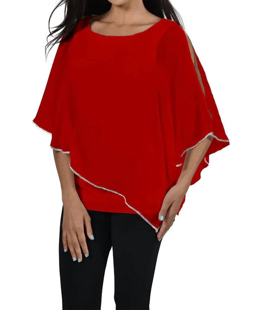 Frank Lyman Chiffon Overlay Top Red US 14 3