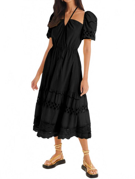 ALLISON NEW YORK Emilia Midi Dress Black Medium 2