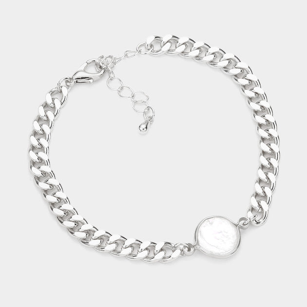 FASHNZFAB Chain Link Bracelet Rhodium Silver One Size 2