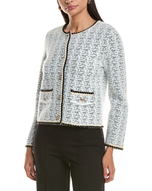 Cardigan en maille torsadée mélange laine Milly Blanc Medium 2