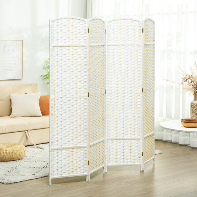 Hivvago 4-Panel Freestanding Room Divider Beige 7
