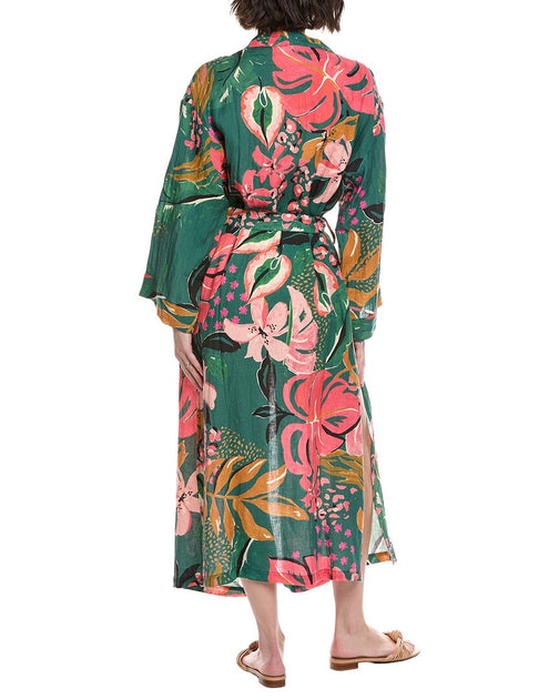 Vitamin A Palmilla Linen Robe Green One Size 3