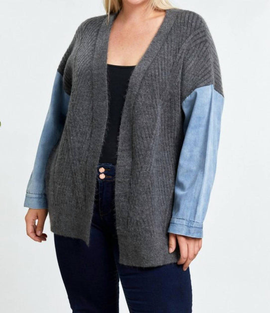 Davi & Dani Oversize Sweater Cardigan Grey Large 2