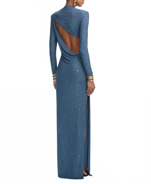 Self-Portrait Rhinestone Maxi Dress Blue US 6 3