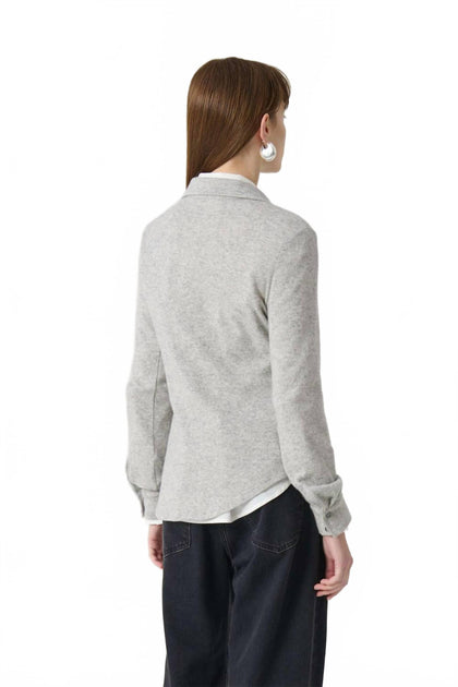 Beatrice.b Collared Button-Front Sweater Grey XS 3