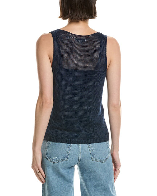 Vince Beachy Linen Tank Blue XS 3
