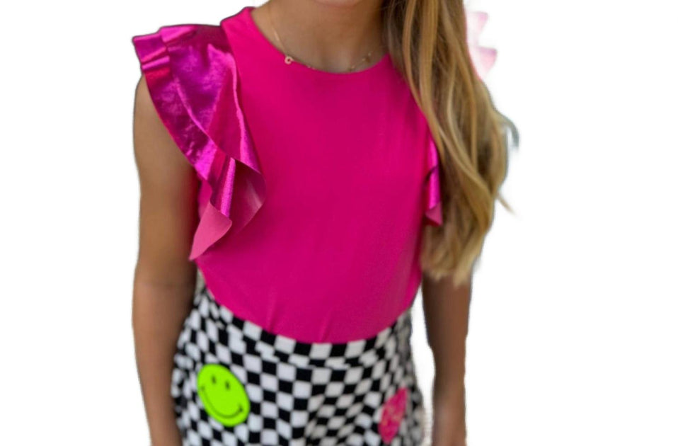 Mia Girl's Flutter Sleeve Top Pink XLarge 3