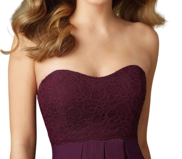 Morilee Chiffon And Lace Strapless Dress Purple US 8 4