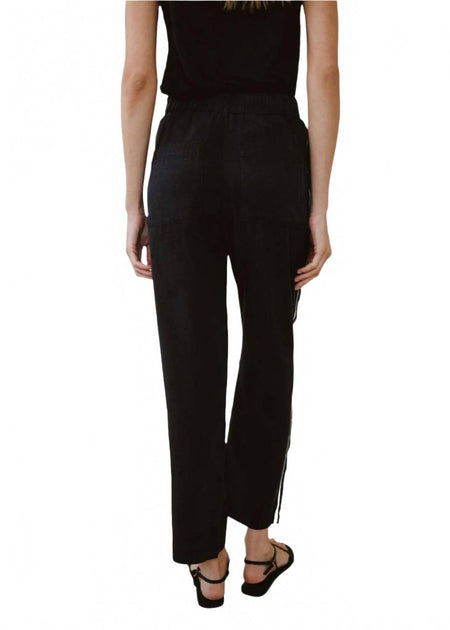 Bella Dahl High Waist Straight Leg Piped Side Pant Black Medium 3