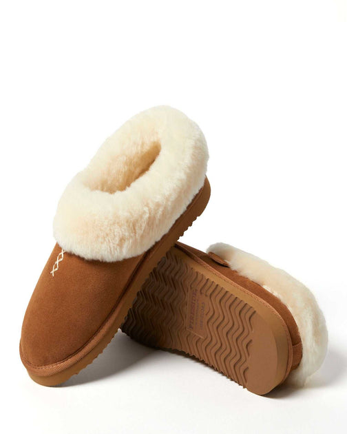 Fireside by Dearfoams Adelaide Shearling Clog Slipper Grey US 9 4