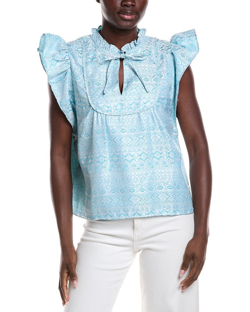 Sail to Sable Ruffle Sleeve Top Green XSmall 2