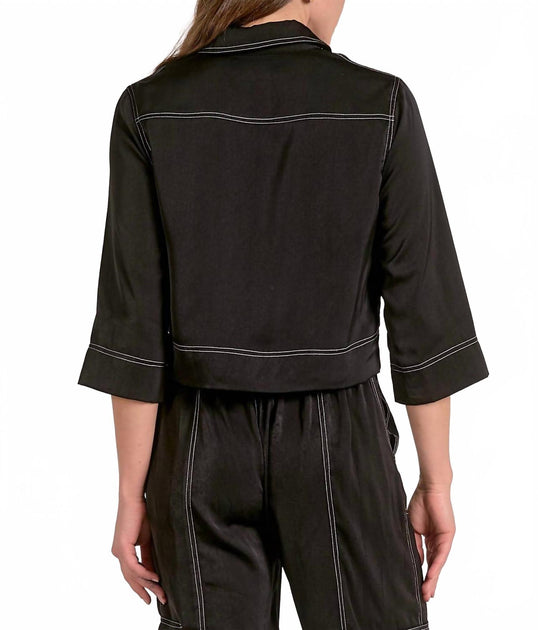 ELAN Jackie Button-Up Shirt Black XS 4