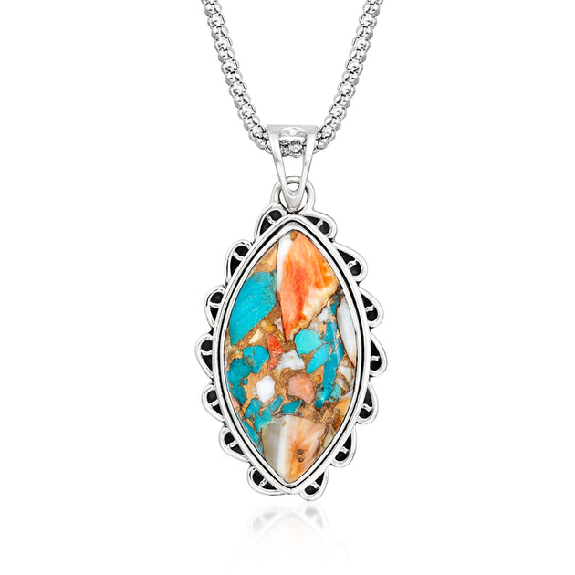Ross-Simons Marquise Turquoise Pendant Necklace Blue 3