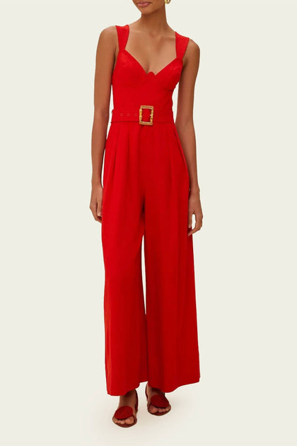 FARM Rio Sleeveless Maxi Jumpsuit Red Medium 2