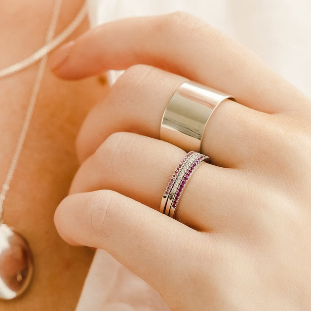 Made By Mary October Birthstone Stacking Ring Pink US 8 4
