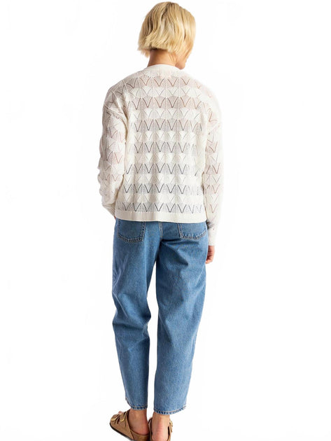 Wispr Chevron Stitch Cardigan Ivory Large 3