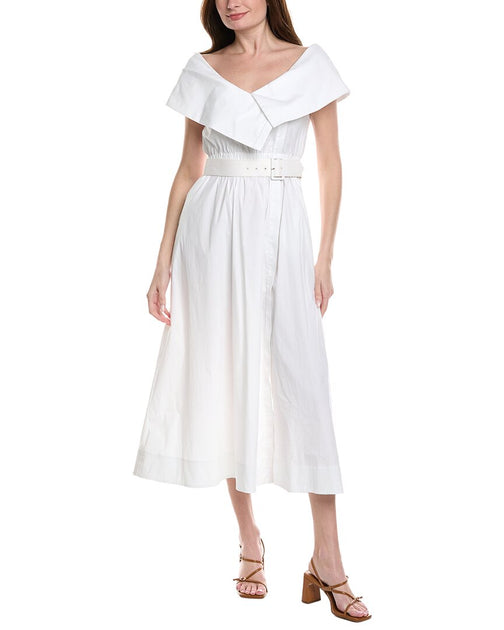 Lela Rose Asymmetrical Cuff Dress White US 2 2