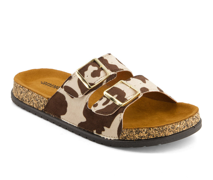 Andrea 36880 Cowhide Print Footbed Sandals Brown US 6 2