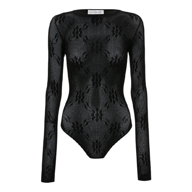 Victoria Beckham Long-Sleeve Backless Bodysuit Grey XSmall 2