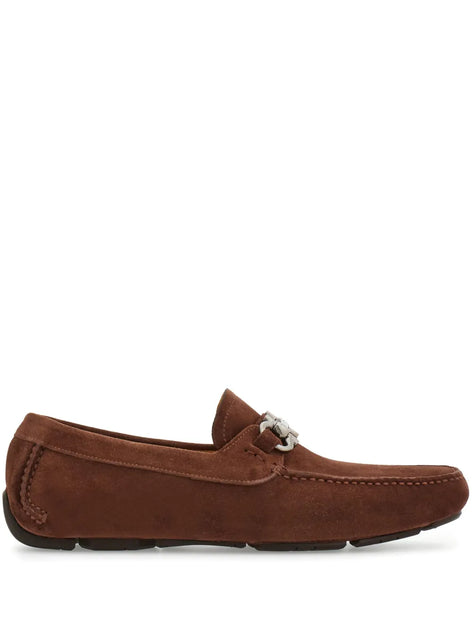 Salvatore Ferragamo Gancini Suede Loafers Brown US 11 2
