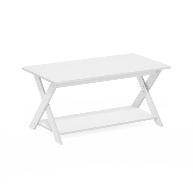 Furinno Modern Simplistic Criss-Crossed Coffee Table White 2