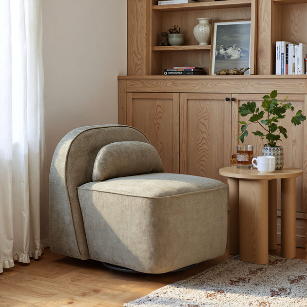 Hivvago Kakao Swivel Chair Olive Brown 3