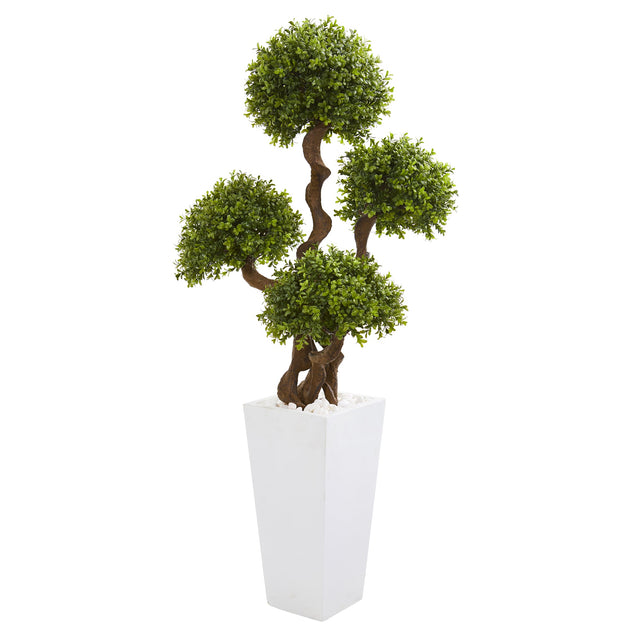 Hivvago Four Ball Boxwood Topiary Tree White 2