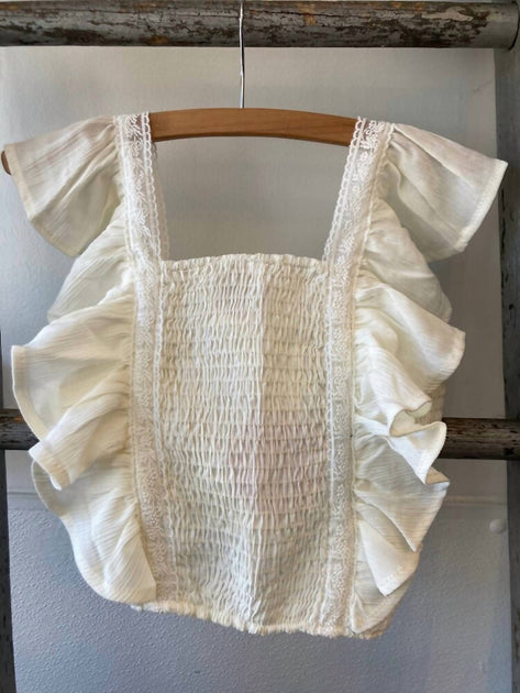 Love Daisy Square Neck Flutter Sleeve Top Gold Medium 2