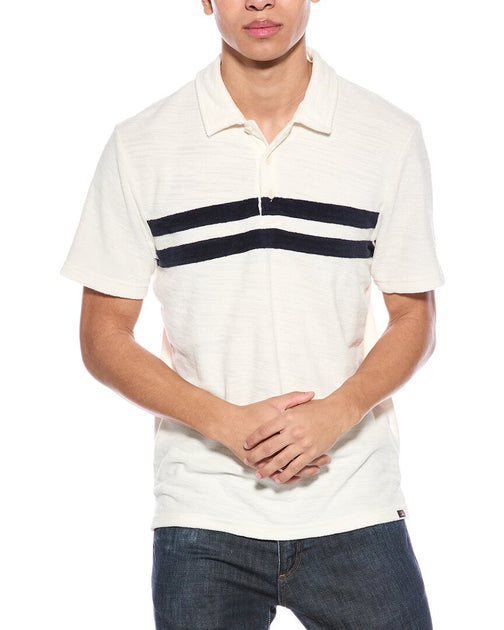Faherty Cabana Terry Surf Stripe Polo Shirt White XL 2