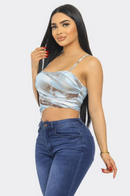 TRUEDAMES Top à impression mesh Orange Small 4