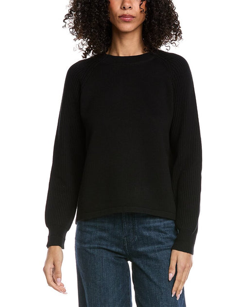  Vince Ribbed Raglan Sweater Black Small 2