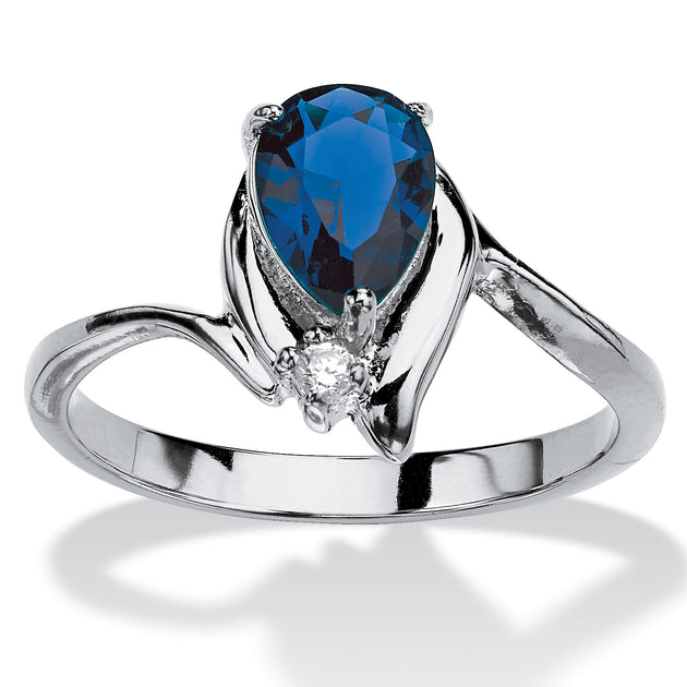 Palm Birthstone Crystal Silvertone Ring Multi US 9 2