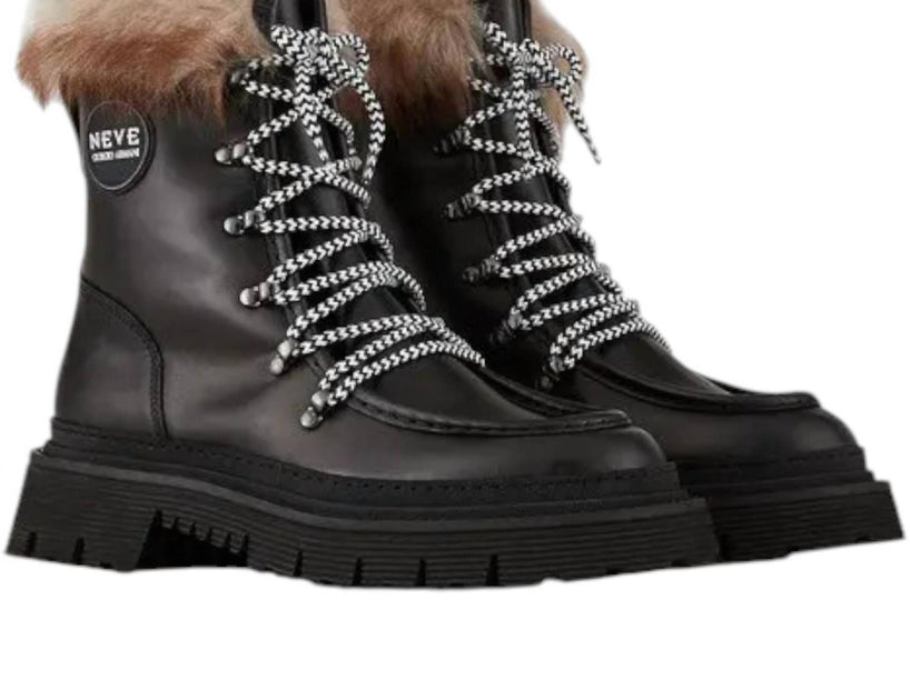 Armani Neve Leather Hiking Boots Black US 10 3