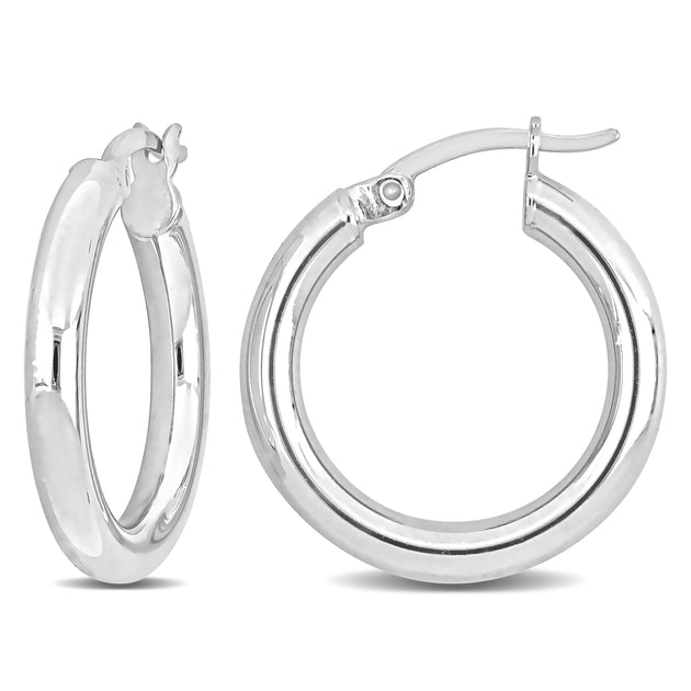Mimi & Max Round Hoop Earrings Silver 20x3mm 2
