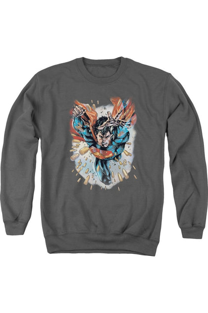 Gildan Superman Within My Grasp Crewneck Sweatshirt Gris Large 2