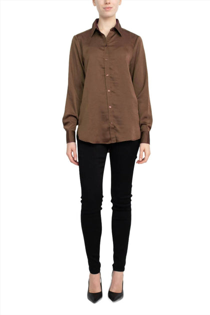 Magaschoni Button-Detail Top Brown Small 2
